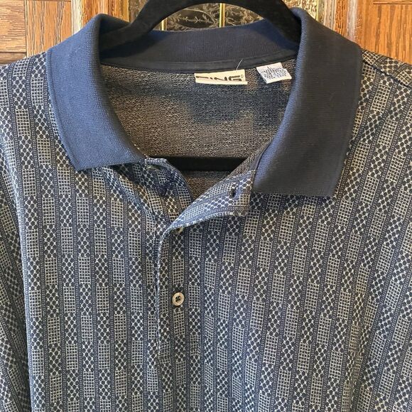 PING Golf Knit Polo Shirt Mens L Windowpane Check 100% Mercerized Combed Cotton - Picture 3 of 10